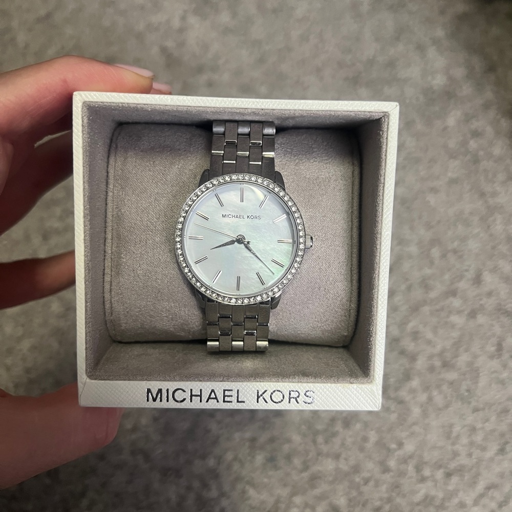 Michael Kors Silver & Mother of Pearl Watch